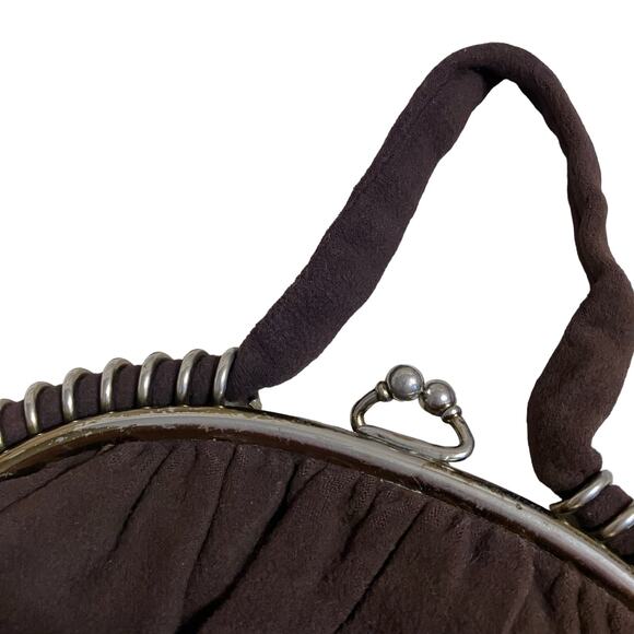 VTG Purse Brown Felt Brass Spiral Clutch Handbag Retro MCM Classy Art to Wear - Picture 7 of 7